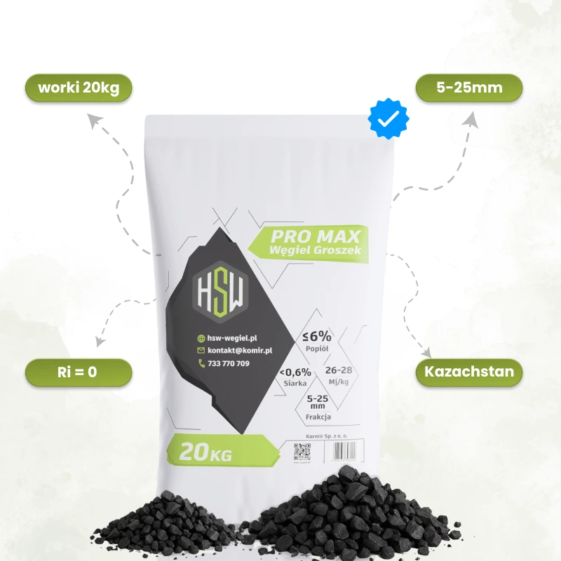 węgiel groszek kazachstan granulacja 5-25mm
