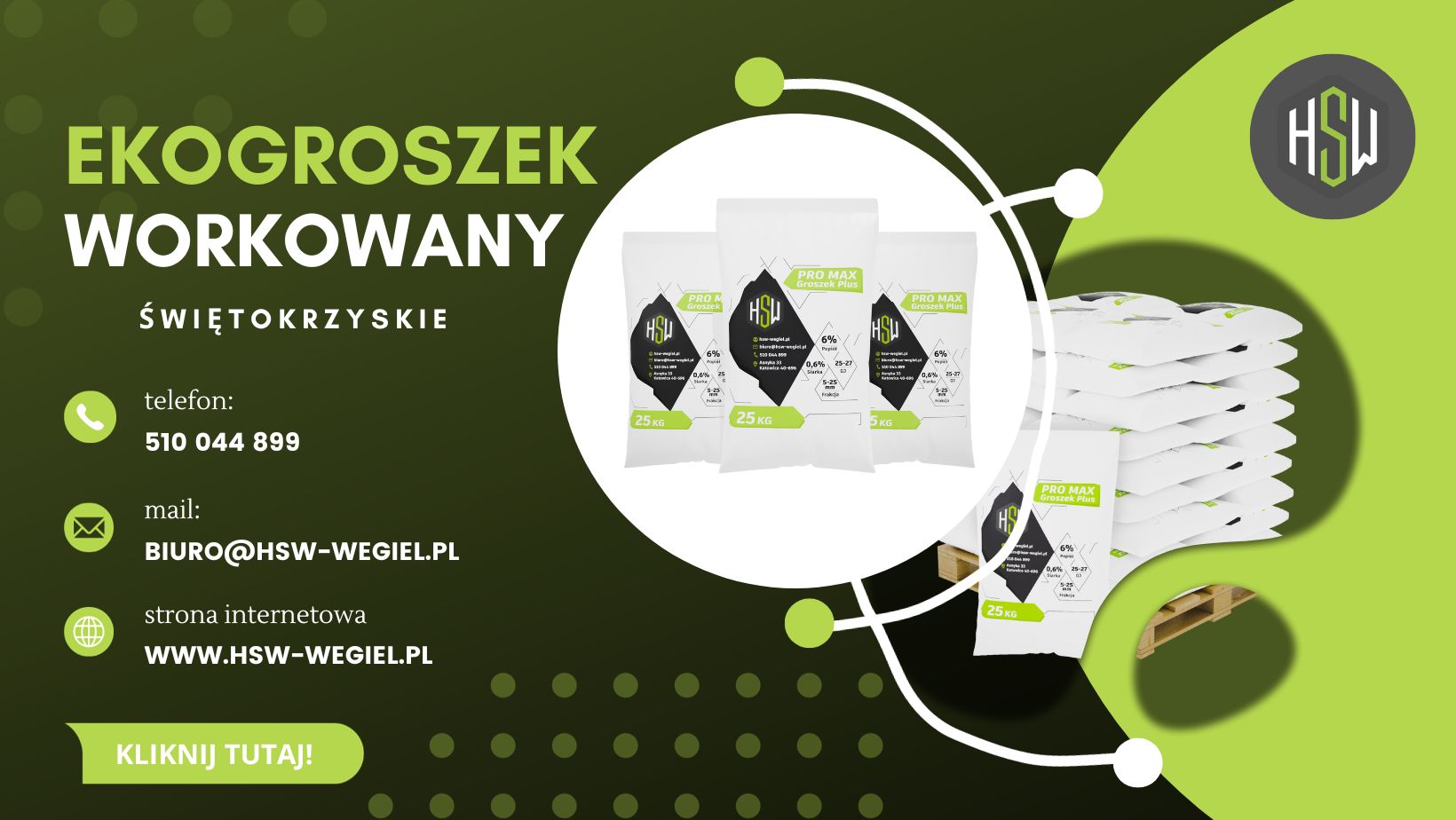 Najtańszy ekogroszek workowany świętokrzyskie baner