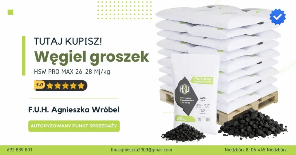 Baner Węgiel groszek, ekogroszek niedzbórz, powiat mławski, skład opału fhu agnieszka wróbel